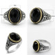 Anillo de plata 925 con piedra de circonita negra para hombre, joyería turca hecha a mano, regalo de Rock - malaquita tienda 36