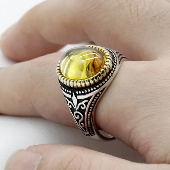 Anillo de plata de primera ley y circón para hombre, sortija, plata esterlina 925, Circonia cúbica, zirconia, circonita, zirconita, zirconita, estilo Punk, turco - malaquita tienda 36
