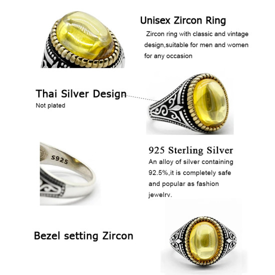 Anillo de plata de primera ley y circón para hombre, sortija, plata esterlina 925, Circonia cúbica, zirconia, circonita, zirconita, zirconita, estilo Punk, turco - malaquita tienda 36