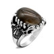 Anillo turco de Plata de Ley 925 sólida para hombre, piedra de ágata Natural, moda Retro, Boutique, regalo de joyería para marido - malaquita tienda 36