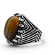 Anillo de plata de ley S925 para hombre y mujer, Gema Natural, piedra de ojo de Tigre, Retro, Simple, joyería para hombre y mujer - malaquita tienda 36