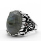 Anillo de Plata de Ley 925 para hombre, piedra lunar Natural, Retro, Rashion, Boutique turca, joyería de tendencia, Regalo para marido - malaquita tienda 36
