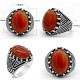 Anillo de Plata de Ley 925 para hombre, piedra de ágata Natural, tendencia de belleza turca, anillo favorable Retro para enviar al padre - malaquita tienda 36