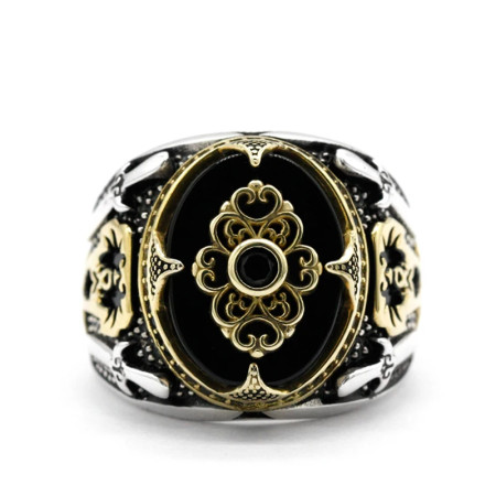 Anillo de plata 925 con ágata Natural para hombre, joyería Retro turca de árbol de coco, Machete de Oriente Medio, exquisito, dos colores Anillo de plata 925 con ágata Natural para hombre, joyería Retro turca de árbol de coco, Machete de Oriente Medio, exquisito, dos colores