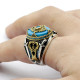 Anillo de plata de ley S925 para hombre, redondo turquesa, tgürkiye, hecho a mano, Retro, Punk, joyería de moda, uso diario, regalo del Día del Padre - malaquita tienda 36