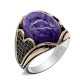 Anillo de plata 925 para hombre, oro rosa Natural, piedra de dragón púrpura, Retro, hecho a mano, joyería de roca de tendencia turca, regalo de Navidad - malaquita tienda 36