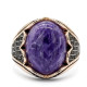 Anillo de plata 925 para hombre, oro rosa Natural, piedra de dragón púrpura, Retro, hecho a mano, joyería de roca de tendencia turca, regalo de Navidad - malaquita tienda 36