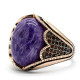 Anillo de plata 925 para hombre, oro rosa Natural, piedra de dragón púrpura, Retro, hecho a mano, joyería de roca de tendencia turca, regalo de Navidad - malaquita tienda 36