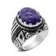 Anillo de plata 925 con piedra de dragón púrpura Natural para hombre, joyería Retro de Rock, sello turco hecho a mano, regalo de fiesta - malaquita tienda 36