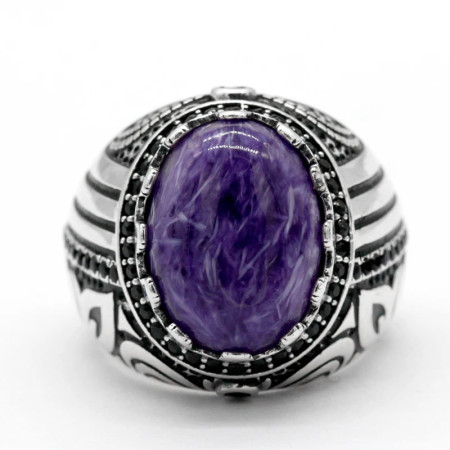 Anillo de plata 925 con piedra de dragón púrpura Natural para hombre, joyería Retro de Rock, sello turco hecho a mano, regalo de fiesta Anillo de plata 925 con piedra de dragón púrpura Natural para hombre, joyería Retro de Rock, sello turco hecho a mano, regalo de fiesta
