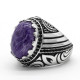 Anillo de plata 925 con piedra de dragón púrpura Natural para hombre, joyería Retro de Rock, sello turco hecho a mano, regalo de fiesta - malaquita tienda 36