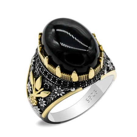 Anillo de Plata de Ley 925 de ágata Natural para hombre, con estampado de pata, hermoso poder, anillo turco Retro hecho a mano para amigos Anillo de Plata de Ley 925 de ágata Natural para hombre, con estampado de pata, hermoso poder, anillo turco Retro hecho a mano para amigos