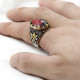 Anillo de Plata de Ley 925 para hombre, anillo de circón rojo ovalado para hombre, Vintage, Plata turca, joyería de moda, regalo - malaquita tienda 36