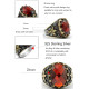 Anillo de Plata de Ley 925 para hombre, anillo de circón rojo ovalado para hombre, Vintage, Plata turca, joyería de moda, regalo - malaquita tienda 36