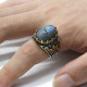 Anillo de boda turco hecho a mano con labradorita Natural para hombre, joyería de plata de ley 925 con estampado de pata, diseño de tendencia Retro - malaquita tienda 36
