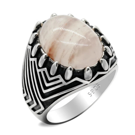 Plata esterlina 925 anillo de los hombres cuarcita Natural de tendencia Retro boda hombres turco joyería anillo adecuado para la familia y amigos Plata esterlina 925 anillo de los hombres cuarcita Natural de tendencia Retro boda hombres turco joyería anillo adecuado para la familia y amigos