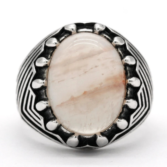 Plata esterlina 925 anillo de los hombres cuarcita Natural de tendencia Retro boda hombres turco joyería anillo adecuado para la familia y amigos - malaquita tienda 36