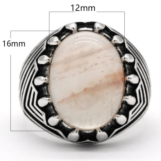 Plata esterlina 925 anillo de los hombres cuarcita Natural de tendencia Retro boda hombres turco joyería anillo adecuado para la familia y amigos - malaquita tienda 36