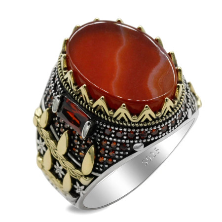 Piedra de ágata Natural Ovalada para hombre, garra de anillo de Plata de Ley 925, diseño de ajuste, anillo de joyería con piedra preciosa Piedra de ágata Natural Ovalada para hombre, garra de anillo de Plata de Ley 925, diseño de ajuste, anillo de joyería con piedra preciosa