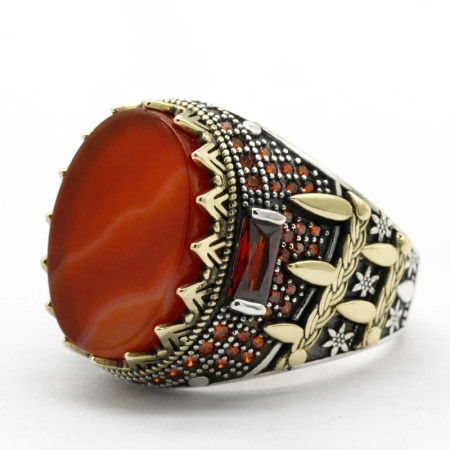 Piedra de ágata Natural Ovalada para hombre, garra de anillo de Plata de Ley 925, diseño de ajuste, anillo de joyería con piedra preciosa Piedra de ágata Natural Ovalada para hombre, garra de anillo de Plata de Ley 925, diseño de ajuste, anillo de joyería con piedra preciosa