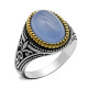 Anillo de ágata Natural Ovalada para hombre, Plata de Ley 925 auténtica, hecho a mano, turco, Retro, Punk, joyería, regalo de boda - malaquita tienda 36