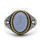 Anillo de ágata Natural Ovalada para hombre, Plata de Ley 925 auténtica, hecho a mano, turco, Retro, Punk, joyería, regalo de boda - malaquita tienda 36