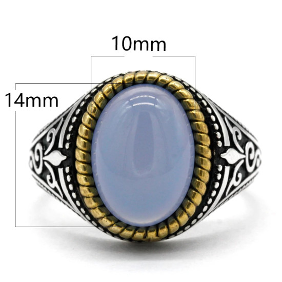 Anillo de ágata Natural Ovalada para hombre, Plata de Ley 925 auténtica, hecho a mano, turco, Retro, Punk, joyería, regalo de boda - malaquita tienda 36
