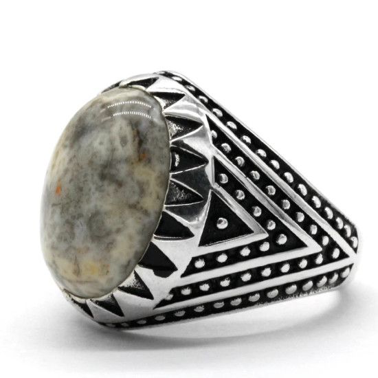 Anillo de Plata de Ley 925 con piedra de ágata Natural para hombre, sello Vintage, adecuado para fiesta, boda, turco, joyería hecha a mano - malaquita tienda 36