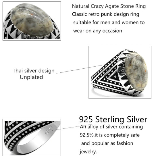 Anillo de Plata de Ley 925 con piedra de ágata Natural para hombre, sello Vintage, adecuado para fiesta, boda, turco, joyería hecha a mano - malaquita tienda 36