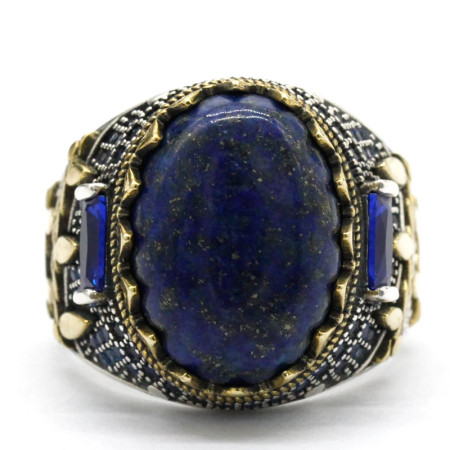 Anillo de lapislázuli Natural para hombre, joyería de plata s925 estilo retro punk, fiesta, amigo, pareja, regalo de vacaciones Anillo de lapislázuli Natural para hombre, joyería de plata s925 estilo retro punk, fiesta, amigo, pareja, regalo de vacaciones