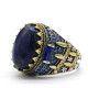 Anillo de lapislázuli Natural para hombre, joyería de plata s925 estilo retro punk, fiesta, amigo, pareja, regalo de vacaciones - malaquita tienda 36