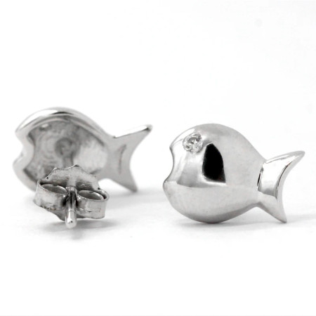 Pendientes tipo botón de plata fina con forma de pez para mujer, aretes coreanos de CZ, joyería de moda, Tanabata, regalo de San Valentín, 925 Pendientes tipo botón de plata fina con forma de pez para mujer, aretes coreanos de CZ, joyería de moda, Tanabata, regalo de San Valentín, 925