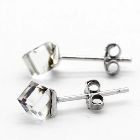 Pendientes prismáticos de Plata de Ley 925 para mujer, aretes de tuerca de CZ transparente, joyería de moda 2021 Pendientes prismáticos de Plata de Ley 925 para mujer, aretes de tuerca de CZ transparente, joyería de moda 2021