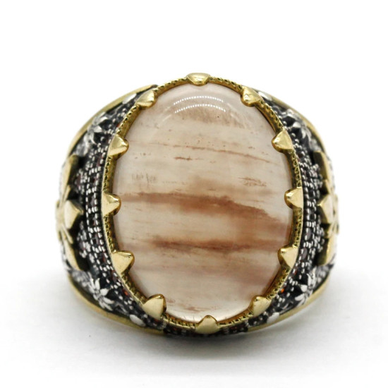 Oval de Plata de Ley 925 cuarcita Natural anillo de los hombres Retro turco tendencia moda Punk Jewelry adecuado para la familia y amigos - malaquita tienda 36