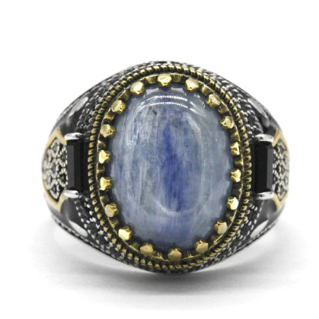 Anillo de joyería de estilo Punk turco para hombre con cianita Natural azul cielo, anillo de esmalte de circonia cúbica Retro de Plata de Ley 925, regalos para hombres y mujeres Anillo de joyería de estilo Punk turco para hombre con cianita Natural azul cielo, anillo de esmalte de circonia cúbica Retro de Plata de Ley 925, regalos para hombres y mujeres