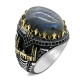 Anillo clásico de plata 925 para hombre con castillo de labradorita Natural, anillo de compromiso Retro Punk auspicioso de Turquía Constantinople - malaquita tienda 36