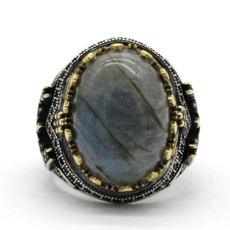Anillo clásico de plata 925 para hombre con castillo de labradorita Natural, anillo de compromiso Retro Punk auspicioso de Turquía Constantinople Anillo clásico de plata 925 para hombre con castillo de labradorita Natural, anillo de compromiso Retro Punk auspicioso de Turquía Constantinople
