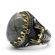 Anillo clásico de plata 925 para hombre con castillo de labradorita Natural, anillo de compromiso Retro Punk auspicioso de Turquía Constantinople - malaquita tienda 36