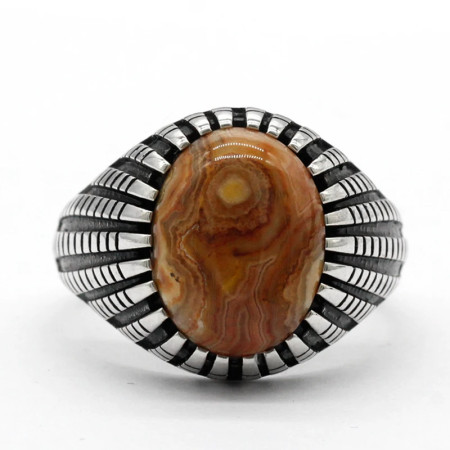 925 de plata esterlina Simple personalidad Natural de ágata loco de piedra de los hombres y las mujeres anillos de tendencia Retro turco de los hombres anillos de boda 925 de plata esterlina Simple personalidad Natural de ágata loco de piedra de los hombres y las mujeres anillos de tendencia Retro turco de los hombres anillos de boda