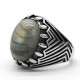 Anillo de Plata de Ley 925 con labradorita Natural Ovalada para hombre y mujer, sortija de compromiso, Estilo Vintage, clásico, turco - malaquita tienda 36