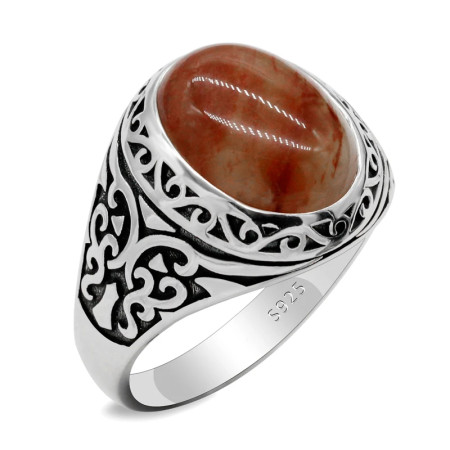 Anillo hecho a mano de plata de ley S925 para hombre, conjunto de joyería Türkiye de cuarzo Natural, anillo para fiesta navideña