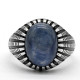 Turco de la joyería de los hombres, anillo de cianita Natural 925 plata esterlina Retro de moda de alta-CZ anillo de esmalte hombres y mujeres regalos - malaquita tienda 36