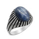 Turco de la joyería de los hombres, anillo de cianita Natural 925 plata esterlina Retro de moda de alta-CZ anillo de esmalte hombres y mujeres regalos - malaquita tienda 36