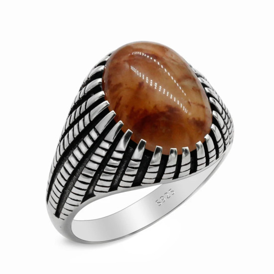 Turcos clásicos de los hombres y las mujeres anillo de cuarcita Natural de Plata de Ley 925 de moda Retro compromiso/regalo de anillo de boda - malaquita tienda 36