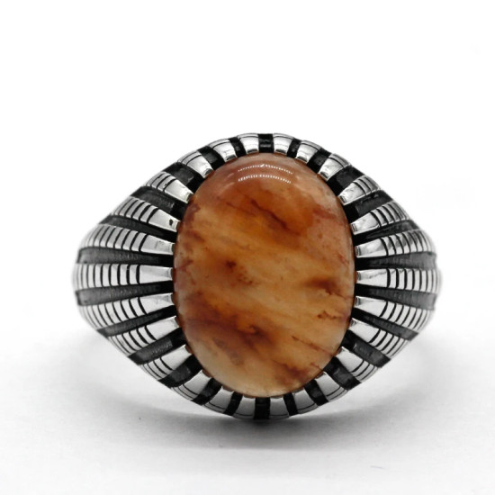 Turcos clásicos de los hombres y las mujeres anillo de cuarcita Natural de Plata de Ley 925 de moda Retro compromiso/regalo de anillo de boda - malaquita tienda 36