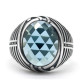 Anillo de Plata de Ley 925 para hombre, con piedra de cristal (circonita artificial), joyería turca clásica Simple, anillo a rayas, regalo de boda - malaquita tienda 36