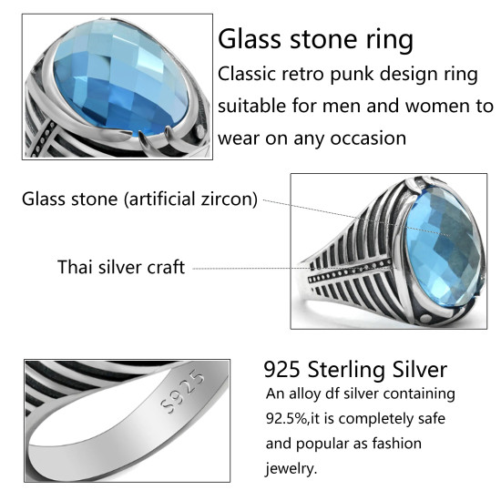 Anillo de Plata de Ley 925 para hombre, con piedra de cristal (circonita artificial), joyería turca clásica Simple, anillo a rayas, regalo de boda - malaquita tienda 36