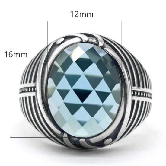 Anillo de Plata de Ley 925 para hombre, con piedra de cristal (circonita artificial), joyería turca clásica Simple, anillo a rayas, regalo de boda - malaquita tienda 36