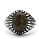 Anillo de Plata de Ley 925 con piedra gris bronce Natural, sencillo, clásico y elegante para hombre, joyería turca hecha a mano, anillo exquisito - malaquita tienda 36