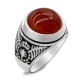 Anillo de Plata de Ley 925 con piedra de ágata roja Natural, joyería Punk turca Retro, anillo clásico de tendencia para hombres, anillo de fiesta, joyería de regalo - malaquita tienda 36